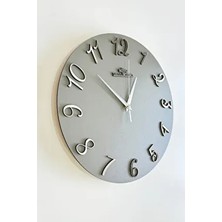 Dekoratif Aynalı Plexiglass Türkçe Rakam Duvar Saati Sessiz Mekanizma 37X.37CM ( Antrasit-Gümüş )