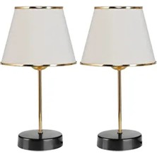 Mirza Wox 2'li Metal Ayaklı Gold Abajur Masa Lambası Krem