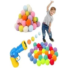 HYD Peluş Ponpon Top Atan Fırlatan Tabanca 20 Ponponlu Oyun Sarı Renkli Eğlenceli Oyun