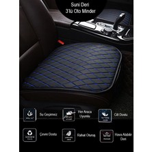 Kia Venga Ön ve Arka Takım Koltuk Minderi Kılıf Siyah Suni Deri Mavi Dikişli