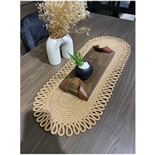 Galaxy Doğal Jüt, Desenli, Hasır, Amerikan Servis, Masa, Sehpa Örtüsü Runner. 30X80