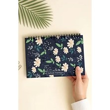 Eldesen Tasarım Eldesen A5 Haftalık Planlayıcı Defter 1 Yıllık Beyaz Çiçekli Esnek Ince Karton Kapaklı Orta Boy