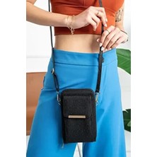 Luxe Bag Kadın Siyah Suni Deri Çapraz Ayarlanabilir Askılı Cüzdan Telefon Bölmeli Basic Koleksiyon