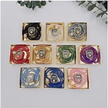 10 Adet Hediyelik Çeyizlik Gold Kutulu Tesbih ve Taşlı Zikirmatik Seti ( Mevlit-Sünnet-Hac-Umre)