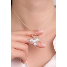 925 Ayar Gümüş Zümrüdü Anka Kuşu Kadın Kolye(Özel Kutulu)