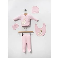 (Kutulu) Kuğu Süzene Nakışlı %100 Pamuklu Yenidoğan Bebek Kıyafetleri 5'li Hastane Çıkışı Zıbın Seti