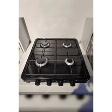 Set Üstü 4 Lü Ocak Siyah Dört Gözlü Ocak Set Üstü Ocak Tüp Uyumlu Lpg-Siyah