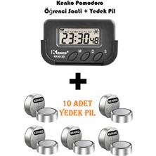 Kronometreli Pomodoro Öğrenci Ders Çalışma Masa Saati + 10 Adet Yedek Pil Set Okul Seti