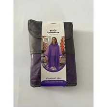 Eklips Kadın Panço Yağmurluk Hafif Uzun Kol Mor Renk Kapüşonlu Denim Tarzında