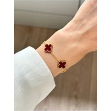 Youes Jewelry 316L Çelik Bordo Bileklik Kadın Erkek Unisex Gold Çift Taraflı Paslanmaz Çelik