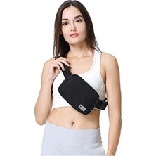 Woys Bags Unisex Siyah Renk Keten Bel ve Omuz Çantası Düz Desenli Ergonomik Tasarım