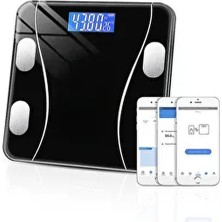 Noyiska Dijital Baskül Akıllı Bluetooth Bağlantılı Cam Malzemeden LCD Ekranlı Yağ Su Kas Vücut Kitle Endeksi Kilo Ölçer