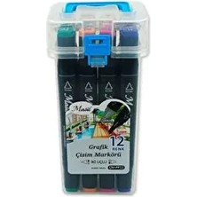 Masis Grafik Çizim Markör Kalemi Twin Çift Uçlu 0,2 Mm - 0,5 Mm 12 Renk Pp ÇM-PP12