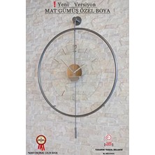 Büyük Boy Gümüş Luxry Şeffaf Camlı ,modern Dekoratif Metal Duvar Saati (Fırın Boya)