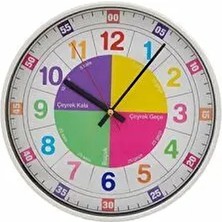 Klik Öğretici Çocuk Odası Saati 30 cm Yuvarlak Plastik Geometrik Tasarım Özellikli