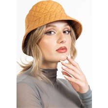 Ladycolor Kışlık Kapitone Hardal Renkli Balıkçı Şapka Standart Beden Erkekler İçin Şık Tasarım