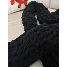 El Yapımı Pufyy Siyah Atkı Tüm Yaş Grupları İçin Kişiselleştirilebilir Renkli Sezonluk Aksesuar