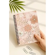 Eldesen Tasarım Planlayıcı A5 Defter 100 Günlük Altın Çiçekli Esnek Karton Kapaklı Orta Boy Renkli Notlar