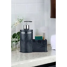 Mermer Desenli Hazneli Sıvı Sabunluk Mutfak Banyo Deterjanlık Fırça Sünger Dahil Değildir