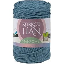 Premium Makrome Ipi 3mm 200GR 120M, %85 Rejenere Pamuk Örgü Ipi - Mavi