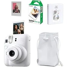 Fujifilm Instax Mini 12 Beyaz Fotoğraf Makinesi 10'lu Film ve Büzgülü Kılıf Seti ile 64'lü Albüm