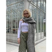 Moda Biçer Örgü Peluş Atkı Yeni Trend Renk Tüm Yaş Grupları İçin Şık Desenli