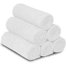 6 Adet %100 Pamuk El Yüz Havlusu Beyaz Havlu Seti 30X50 Misafir ve Mutfak Baş Kafa Havlusu