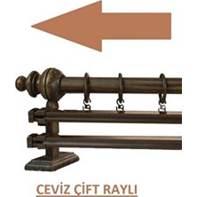 Bonicasa Art Ceviz Çift Raylı Ahşap Rustik Perde Askısı Rustik Borusu 150 cm