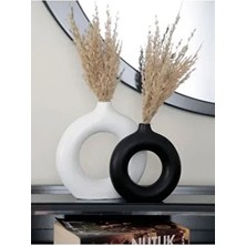 Adadanal Halka Vazo Dual Color Serisi Bohem Vazo 2 Li Set Beyaz & Siyah