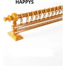 Bonicasa Art Meşe Başlıklı Ahşap Rustik Perde Askısı - Çift Raylı 200CM