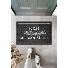 Dormot Home Dijital Baskı Siyah Kauçuk Kişiye Özel Tasarım Paspas 70X45CM Klasik Desen ile Çeyiz Kapı Önü