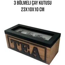 Üç Bölmeli Ahşap Çay Kutusu. Mutfağınız Için Şık Bir Tasarım.