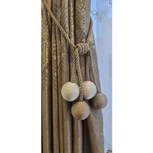 Perde Home Bej Renkli Saten 4 Top Desenli Perde Aksesuarı  Kalite ile Şık Görünüm