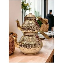 Bakır Çiçekli Büyük Çaydanlık