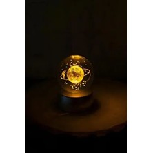 Satürn Cam Küre Renk Değiştiren Kristal Kız Küre Işıklı Küre Pilli 3D