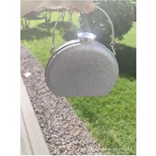 Gümüş Simli Kadın Simli Abiye Çanta Matara