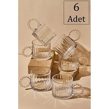 6 Adet Cam Boncuk Kulplu Bardak Kupa Çay Kahve Meşrubat Bardağı 250ML