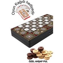 Ahşap Pullu Tavla, Masif Sedef Tavla Ahşap Pullu Sedef Tavla 50*50 cm Büyük Boy