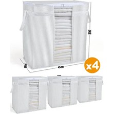 Esti Pencereli Saklama Çantası Gri 4'lü Set Ebatları 45x30x50 cm Pratik Kullanım İçin