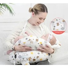 Lüx Emzirme Yastığı Emzirme Destekleyici Yastık Emzirme Minderi Oturma Destek Minderi Beyaz Desenli
