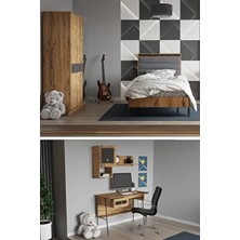 ModaLife Arya Genç Çocuk Odası Takımı Kahverengi Suntalam Malzemeden Modern Tasarım 4 Parça