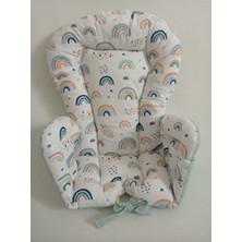 %100 Pamuk Kumaş Çift Taraflı Mama Sandalyesi Minderi (Kemer Geçme Yerleri Mevcuttur)