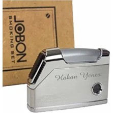 Keyfim Shop Kişiye Özel Jobon Marka Metal Çakmak Tasarım Kutulu Gümüş Renk
