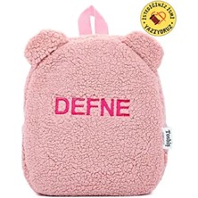 [ Kişiye Özel Isimli ] - Teddy-Peluş Pembe 0-8 Yaş - Kreş, Anaokulu Çocuk Sırt Çantası