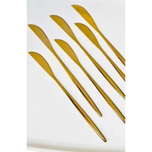 6 Adet Gold Paslanmaz Çelik Yemek Bıçağı 21 cm