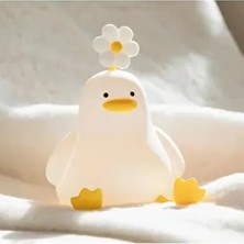Lambader Ördek Gece Lambası Sarı Renkli Dokunmatik Başucu Işığı Çocuk Odası İçin Plastik Dekoratif