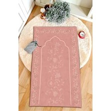 Dekoratif Dijital Baskılı Siyah Kaymaz Taban Seccade Namazlık 75X120