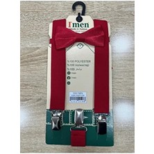 Nekibuki Erkek Papyon ve Askı Takımı Kırmızı Dokuma Polyester Malzeme ile Şık Tasarım