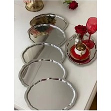 20*25 cm Paslanmaz Çelik Oval Dalgalı Model 6 Adet Servis ve Sunum Tepsisi 20*25 cm