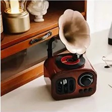 Nostaljik Radyo Görünümlü Gramofon Müzik Kutusu Klasik